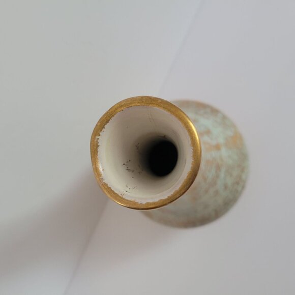 Stangl Vintage Gold & Mint Green Ceramic Vase Handcrafted  8.5" Tall - Picture 4 of 6